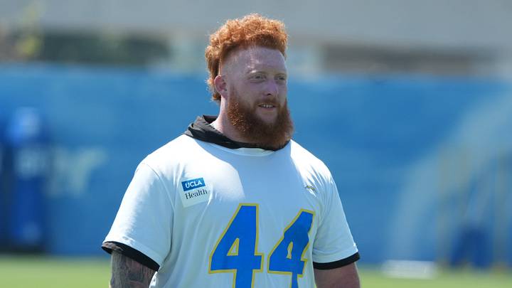 May 19, 2026; El Segundo, CA, USA; Los Angeles Chargers fullback Scott Matlock (44) during offseason workouts at The Bolt. Mandatory Credit: Kirby Lee-Imagn Images