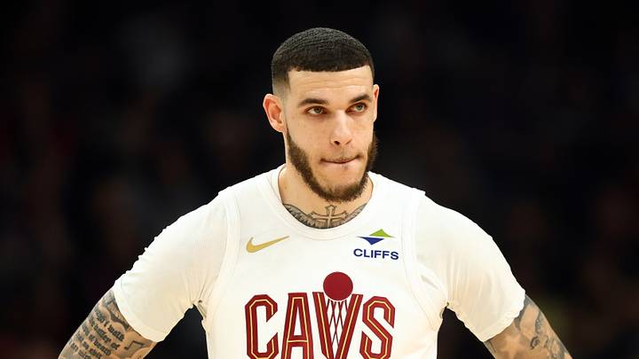 Jan 30, 2026; Phoenix, Arizona, USA; Cleveland Cavaliers guard Lonzo Ball (2) against the Phoenix Suns at Mortgage Matchup Center. Mandatory Credit: Mark J. Rebilas-Imagn Images