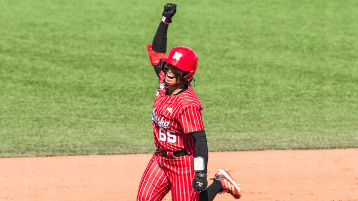 Katelyn Caneda started at second base against Michigan and hit two home runs on Saturday. Katelyn Caneda started at second base against Michigan and hit two home runs on Saturday.
