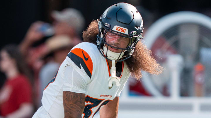 August 9, 2025; Santa Clara, California, USA; Denver Broncos wide receiver Kyrese Rowan (39) before the game against the San Francisco 49ers at Levi's Stadium. 