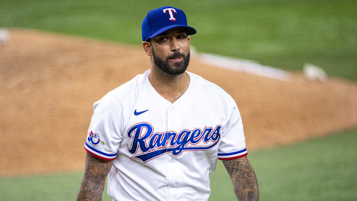 Jul 13, 2022; Arlington, Texas, USA; Texas Rangers relief pitcher Matt Bush (51) walks off the field after pitching against the Oakland Athletics during the eighth inning at Globe Life Field. Mandatory Credit: Jerome Miron-Imagn Images Jul 13, 2022; Arlington, Texas, USA; Texas Rangers relief pitcher Matt Bush (51) walks off the field after pitching against the Oakland Athletics during the eighth inning at Globe Life Field. Mandatory Credit: Jerome Miron-Imagn Images
