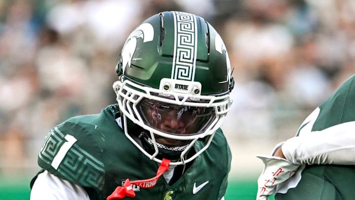 Michigan State's Omari Kelly runs with the ball against Youngstown State during the fourth quarter on Saturday, Sept. 13, 2025, at Spartan Stadium in East Lansing.