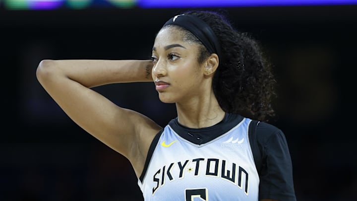 Sep 3, 2025; Chicago, Illinois, USA; Chicago Sky forward Angel Reese (5) walks on the court during the second half of a WNBA game against the Connecticut Sun at Wintrust Arena. Mandatory Credit: Kamil Krzaczynski-Imagn Images Sep 3, 2025; Chicago, Illinois, USA; Chicago Sky forward Angel Reese (5) walks on the court during the second half of a WNBA game against the Connecticut Sun at Wintrust Arena. Mandatory Credit: Kamil Krzaczynski-Imagn Images