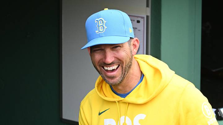 Boston Red Sox interim manager Chad Tracy (17)  stands in the dugout before a game against the Houston Astros at Fenway Park on May 2, 2026.