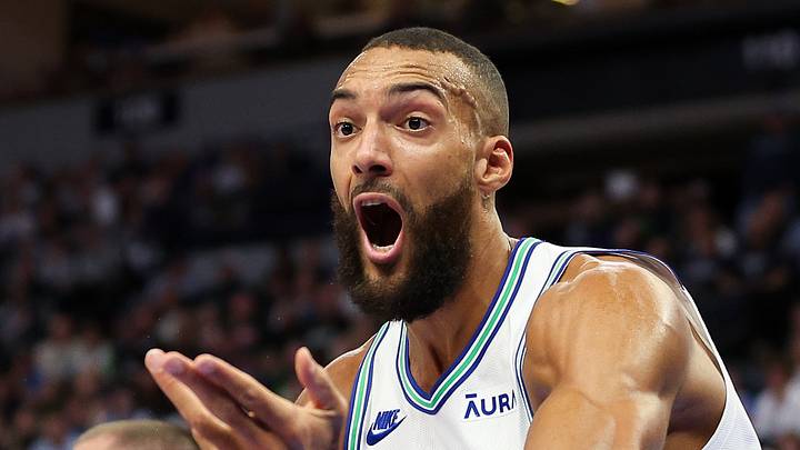 Mar 3, 2024; Minneapolis, Minnesota, USA; Minnesota Timberwolves center Rudy Gobert (27) reacts to a call during the first half against the LA Clippers at Target Center. Mandatory Credit: Matt Krohn-USA TODAY Sports