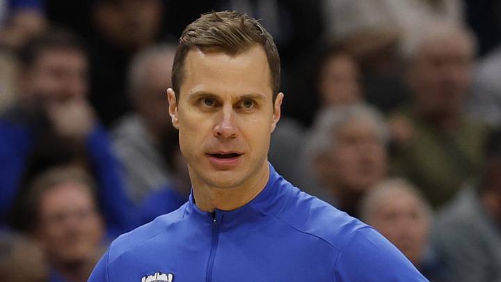 Mar 29, 2026; Washington, DC, USA; Duke Blue Devils head coach Jon Scheyer looks on against the UConn Huskies in the first half during an Elite Eight game of the East Regional of the men's 2026 NCAA Tournament at Capital One Arena. Mandatory Credit: Geoff Burke-Imagn Images Mar 29, 2026; Washington, DC, USA; Duke Blue Devils head coach Jon Scheyer looks on against the UConn Huskies in the first half during an Elite Eight game of the East Regional of the men's 2026 NCAA Tournament at Capital One Arena. Mandatory Credit: Geoff Burke-Imagn Images