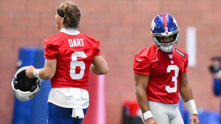 New York Giants QB Jaxson Dart, Russell Wilson