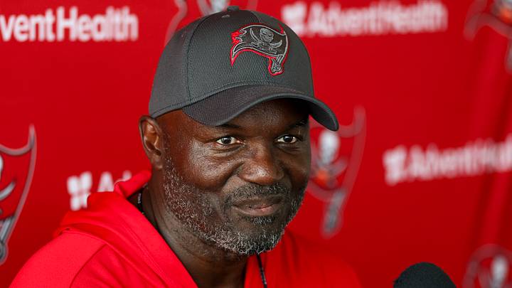 Aug 6, 2026; Tampa, FL, USA; Tampa Bay Buccaneers head coach Todd Bowles talks to media after training camp at AdventHealth Training Center. Mandatory Credit: Nathan Ray Seebeck-Imagn Images