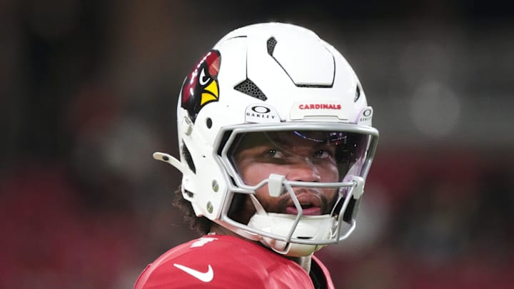 Arizona Cardinals quarterback Kyler Murray (1) warms up before their game against the Las Vegas Raiders at State Farm Stadium in Glendale, on Aug. 23, 2025. Arizona Cardinals quarterback Kyler Murray (1) warms up before their game against the Las Vegas Raiders at State Farm Stadium in Glendale, on Aug. 23, 2025.