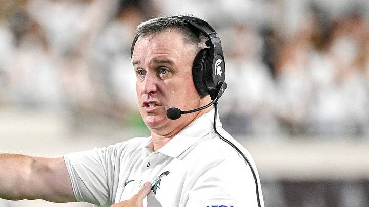 Michigan State’s head coach Pat Fitzgerald talks with a referee during the third quarter in the game against Toledo on Friday, Sept. 4, 2026, at Spartan Stadium in East Lansing. Michigan State’s head coach Pat Fitzgerald talks with a referee during the third quarter in the game against Toledo on Friday, Sept. 4, 2026, at Spartan Stadium in East Lansing.