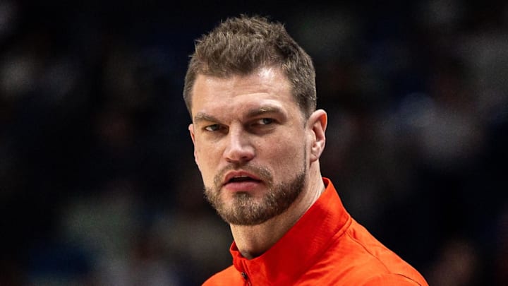 Portland Trail Blazers interim Head Coach Tiago Splitter looks on against the New Orleans Pelicans during the first half at Smoothie King Center. Portland Trail Blazers interim Head Coach Tiago Splitter looks on against the New Orleans Pelicans during the first half at Smoothie King Center.