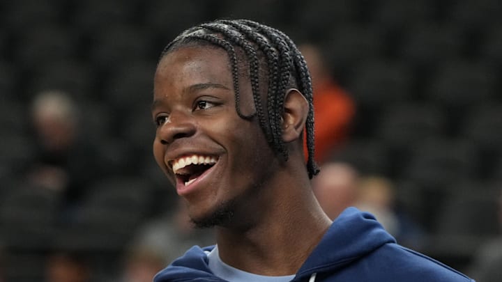 Mar 18, 2026; Greenville, SC, USA; North Carolina Tar Heels forward Caleb Wilson (8) during a practice session ahead of the first round of the men's 2026 NCAA Tournament at Bon Secours Wellness Arena. Mandatory Credit: Bob Donnan-Imagn Images Mar 18, 2026; Greenville, SC, USA; North Carolina Tar Heels forward Caleb Wilson (8) during a practice session ahead of the first round of the men's 2026 NCAA Tournament at Bon Secours Wellness Arena. Mandatory Credit: Bob Donnan-Imagn Images