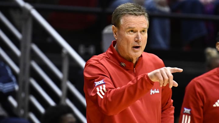 Kansas Jayhawks head coach Bill Self looks