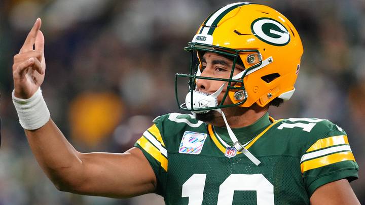 Green Bay Packers quarterback Jordan Love is shown before the game against the Cowboys. Green Bay Packers quarterback Jordan Love is shown before the game against the Cowboys.