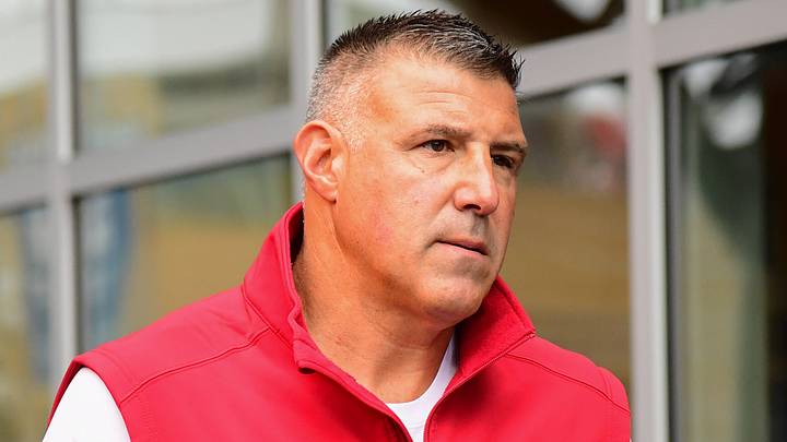 Oct 11, 2026; Foxborough, Massachusetts, USA;  New England Patriots head coach Mike Vrabel gets ready to take the field prior to a game against the Las Vegas Raiders at Gillette Stadium. Mandatory Credit: Bob DeChiara-Imagn Images