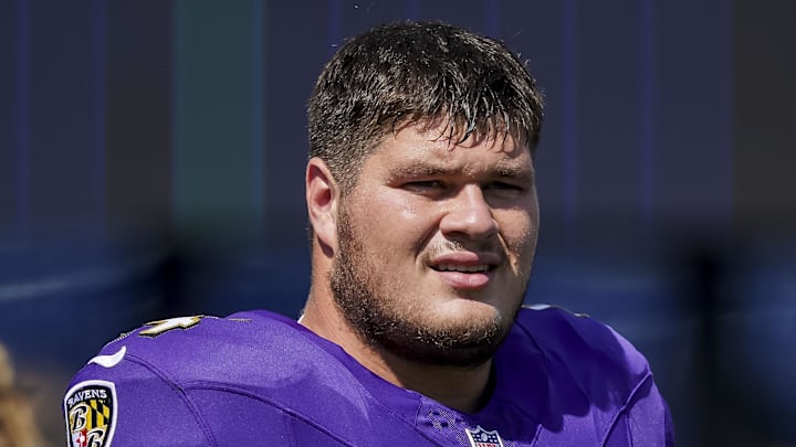 Baltimore Ravens center Tyler Linderbaum