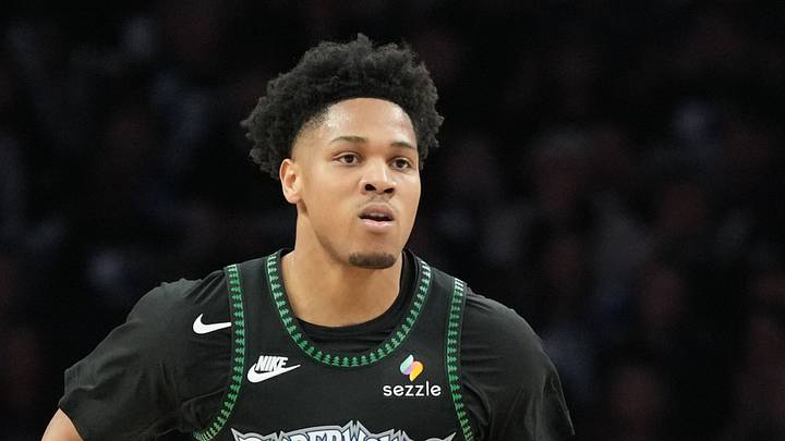 May 15, 2026; Minneapolis, Minnesota, USA; Minnesota Timberwolves guard Terrence Shannon Jr. (1) dribbles the ball against the San Antonio Spurs in the second half during game six of the second round of the 2026 NBA Playoffs at Target Center. Mandatory Credit: Jesse Johnson-Imagn Images
