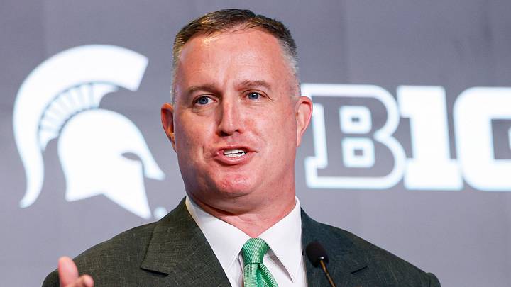 Jul 29, 2026; Chicago, IL, USA; Michigan State Football head coach Pat Fitzgerald speaks during Big Ten Media Days at Hilton Chicago. Mandatory Credit: Kamil Krzaczynski-Imagn Images