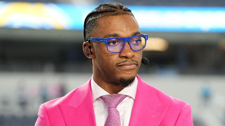Oct 16, 2023; Inglewood, California, USA; Robert Griffin III on the ESPN Monday Night Football Countdown set SoFi Stadium. Mandatory Credit: Kirby Lee-Imagn Images