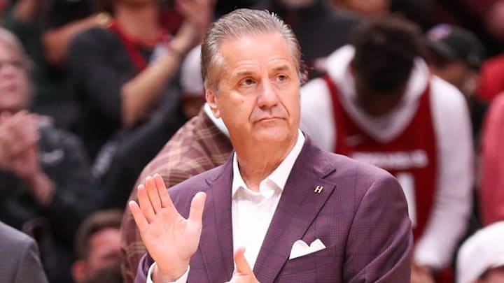 Arkansas coach John Calipari looks on before a game against the Texas Tech Red Raiders at American Airlines Center in Dallas.