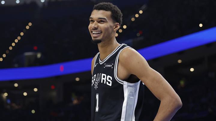 Dec 25, 2025; Oklahoma City, Oklahoma, USA; San Antonio Spurs forward Victor Wembanyama (1) smiles after a play against the Oklahoma City Thunder during the second half at Paycom Center. Mandatory Credit: Alonzo Adams-Imagn Images Dec 25, 2025; Oklahoma City, Oklahoma, USA; San Antonio Spurs forward Victor Wembanyama (1) smiles after a play against the Oklahoma City Thunder during the second half at Paycom Center. Mandatory Credit: Alonzo Adams-Imagn Images