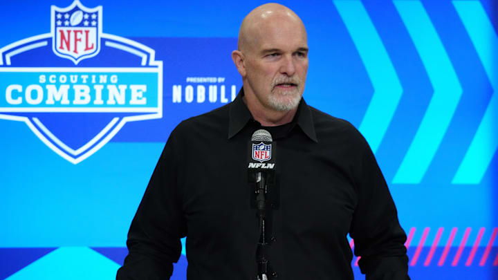 Feb 27, 2024; Indianapolis, IN, USA; Washington Commanders coach Dan Quinn during the NFL Scouting