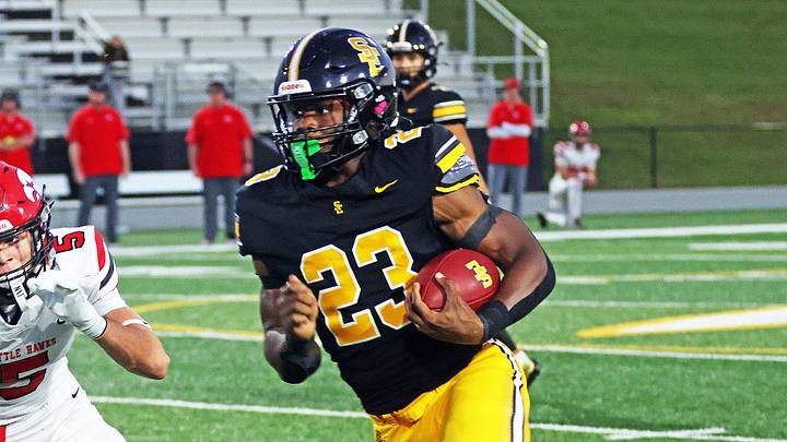 Southeast Polk junior running back Adrian Cooper (23) advances the ball as the Iowa City High Little Hawks compete against the top ranked and undefeated Southeast Polk Rams during Week 6 and featuring the Homecoming game on Friday, October 2, 2026, at SEP High School. Southeast Polk junior running back Adrian Cooper (23) advances the ball as the Iowa City High Little Hawks compete against the top ranked and undefeated Southeast Polk Rams during Week 6 and featuring the Homecoming game on Friday, October 2, 2026, at SEP High School.