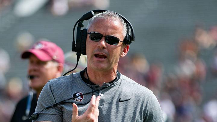 Florida State Seminoles head coach Mike Norvell gets pumped up after a play. Seminole fans watched as the Florida State football team hosted the FSU Garnet and Gold Spring Showcase on Saturday, April 15, 2023.
Fsu Spring Game712 Florida State Seminoles head coach Mike Norvell gets pumped up after a play. Seminole fans watched as the Florida State football team hosted the FSU Garnet and Gold Spring Showcase on Saturday, April 15, 2023.
Fsu Spring Game712