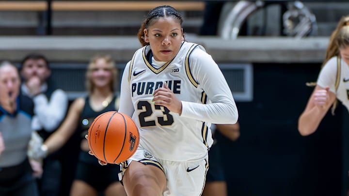 Purdue junior Kiki Smith (23) leads the break.