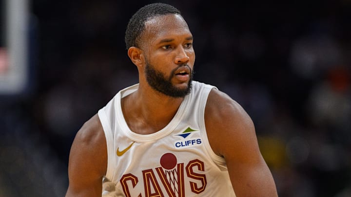 Oct 26, 2024; Washington, District of Columbia, USA; Cleveland Cavaliers forward Evan Mobley (4) dribbles the ball up the court against the Washington Wizards during the third quarter at Capital One Arena. Mandatory Credit: Reggie Hildred-Imagn Images