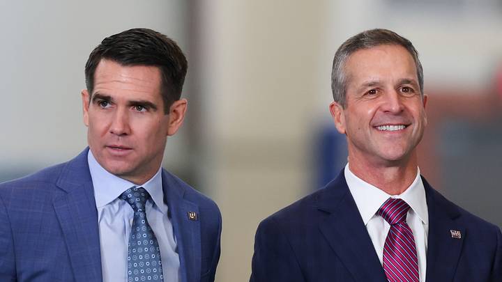 New York Giants general manager Joe Schoen and John Harbaugh New York Giants general manager Joe Schoen and John Harbaugh