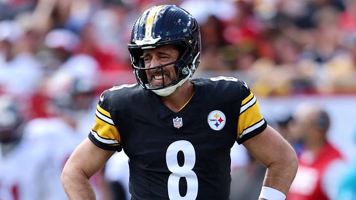 Oct 18, 2026; Tampa, Florida, USA; Pittsburgh Steelers quarterback Aaron Rodgers (8) reacts after a sack during the second quarter against the Tampa Bay Buccaneers at Raymond James Stadium. Mandatory Credit: Morgan Tencza-Imagn Images Oct 18, 2026; Tampa, Florida, USA; Pittsburgh Steelers quarterback Aaron Rodgers (8) reacts after a sack during the second quarter against the Tampa Bay Buccaneers at Raymond James Stadium. Mandatory Credit: Morgan Tencza-Imagn Images