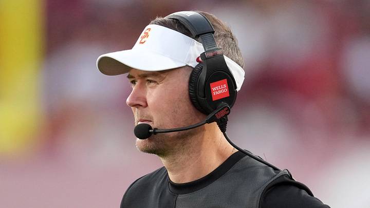 Aug 30, 2025; Los Angeles, California, USA; Southern California Trojans head coach Lincoln Riley watches from the sidelines against the Missouri State Bears in the first half at United Airlines Field at Los Angeles Memorial Coliseum. Aug 30, 2025; Los Angeles, California, USA; Southern California Trojans head coach Lincoln Riley watches from the sidelines against the Missouri State Bears in the first half at United Airlines Field at Los Angeles Memorial Coliseum.
