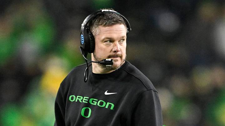Dec 20, 2025; Eugene, OR, USA; Oregon Ducks head coach Dan Lanning looks on during the fourth quarter against the James Madison Dukes at Autzen Stadium. Mandatory Credit: Craig Strobeck-Imagn Images Dec 20, 2025; Eugene, OR, USA; Oregon Ducks head coach Dan Lanning looks on during the fourth quarter against the James Madison Dukes at Autzen Stadium. Mandatory Credit: Craig Strobeck-Imagn Images