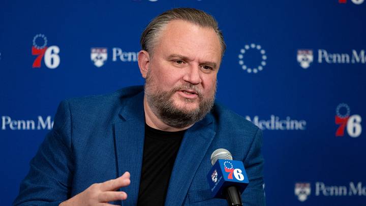 Philadelphia 76ers resident of Basketball Operations Daryl Morey speaks with the media before a game against the Detroit Pistons at Wells Fargo Center. Philadelphia 76ers resident of Basketball Operations Daryl Morey speaks with the media before a game against the Detroit Pistons at Wells Fargo Center.