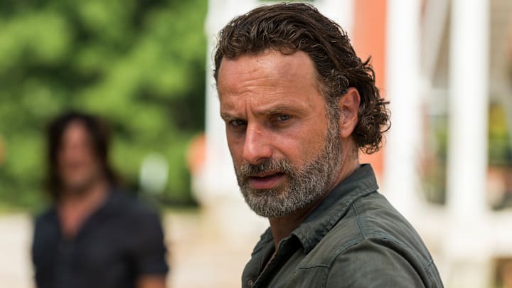 Andrew Lincoln as Rick Grimes, Norman Reedus as Daryl Dixon - The Walking Dead _ Season 7, Episode 9 - Photo Credit: Gene Page/AMC