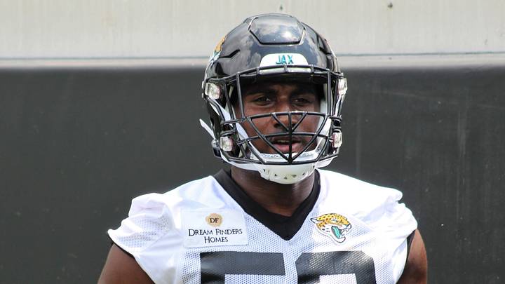Yasir Abdullah looks on during the 2023 Jaguars Rookie Minicamp held at TIAA Bank Field.