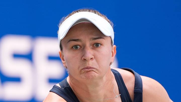 Barbora Krejcikova hits a ball during a match Barbora Krejcikova hits a ball during a match