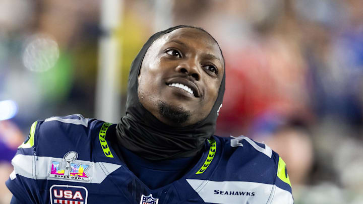 Seattle Seahawks cornerback Riq Woolen smiles