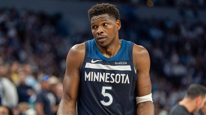 Apr 27, 2025; Minneapolis, Minnesota, USA; Minnesota Timberwolves guard Anthony Edwards (5) responds to the Los Angeles Lakers bench after a foul in the second quarter during game four of first round for the 2025 NBA Playoffs at Target Center. Mandatory Credit: Matt Blewett-Imagn Images Apr 27, 2025; Minneapolis, Minnesota, USA; Minnesota Timberwolves guard Anthony Edwards (5) responds to the Los Angeles Lakers bench after a foul in the second quarter during game four of first round for the 2025 NBA Playoffs at Target Center. Mandatory Credit: Matt Blewett-Imagn Images