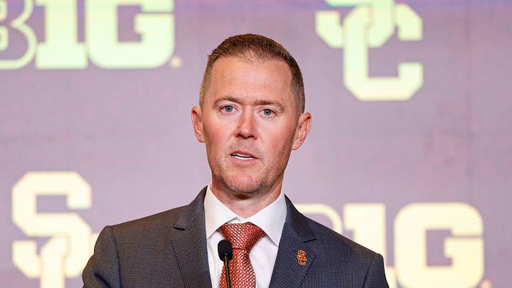 Jul 28, 2026; Chicago, IL, USA; USC Football head coach Lincoln Riley speaks during Media Days at Hilton Chicago. Mandatory Credit: Kamil Krzaczynski-Imagn Images Jul 28, 2026; Chicago, IL, USA; USC Football head coach Lincoln Riley speaks during Media Days at Hilton Chicago. Mandatory Credit: Kamil Krzaczynski-Imagn Images