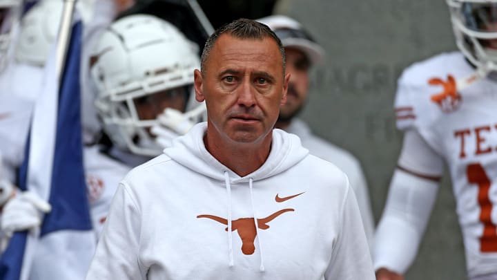 Texas Longhorns head coach Steve Sarkisian walks out of the locker room prior to the game against the Mississippi State Bulldogs at Davis Wade Stadium at Scott Field. 