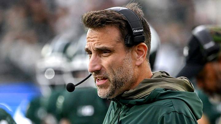 Michigan State defensive coordinator Joe Rossi looks on during the first quarter in the game against Penn State on Saturday, Nov. 15, 2025, at Spartan Stadium in East Lansing.