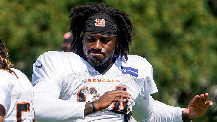 Cincinnati Bengals defensive end Shemar Stewart (94) attends practice at Kettering Health Practice Fields, Wednesday, Sept. 2, 2026, in downtown Cincinnati. Cincinnati Bengals defensive end Shemar Stewart (94) attends practice at Kettering Health Practice Fields, Wednesday, Sept. 2, 2026, in downtown Cincinnati.