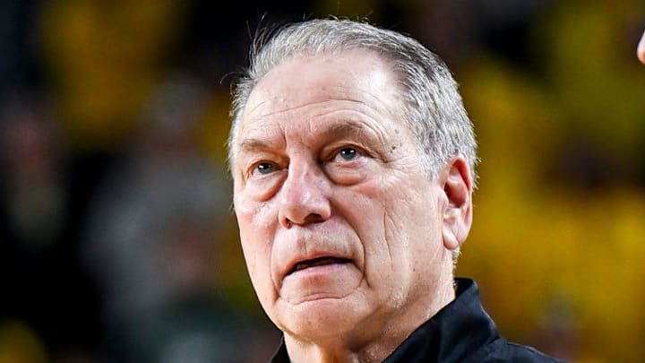 Michigan State's head coach Tom Izzo looks on during the second half in the game against Michigan on Sunday, March 8, 2026, at the Crisler Center in Ann Arbor.