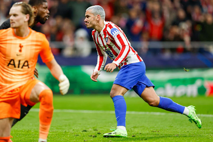 Antoine Griezmann finding the net.