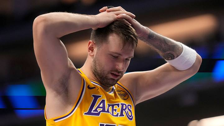 Jan 12, 2026; Sacramento, California, USA; Los Angeles Lakers guard Luka Doncic (77) reacts after being fouled against the Sacramento Kings in the second quarter at the Golden 1 Center. Mandatory Credit: Cary Edmondson-Imagn Images