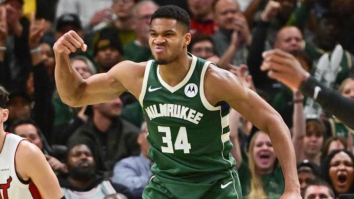 Milwaukee Bucks forward Giannis Antetokounmpo (34) reacts (Mandatory Credit: Benny Sieu-Imagn Images) Milwaukee Bucks forward Giannis Antetokounmpo (34) reacts (Mandatory Credit: Benny Sieu-Imagn Images)