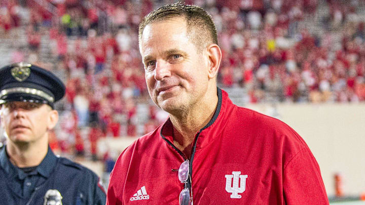 Indiana coach Curt Cignetti celebrates a win over Illinois at Memorial Stadium on Saturday, Sept. 20, 2025