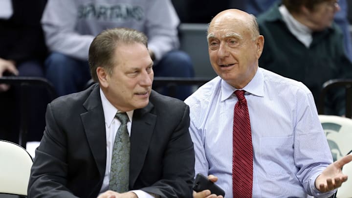 Mar 6, 2014; East Lansing, MI, USA; Michigan State Spartans head coach Tom Izzo (left) and ESPN host Dick Vitale talk prior to a game at Jack Breslin Student Events Center. Mandatory Credit: Mike Carter-Imagn Images Mar 6, 2014; East Lansing, MI, USA; Michigan State Spartans head coach Tom Izzo (left) and ESPN host Dick Vitale talk prior to a game at Jack Breslin Student Events Center. Mandatory Credit: Mike Carter-Imagn Images